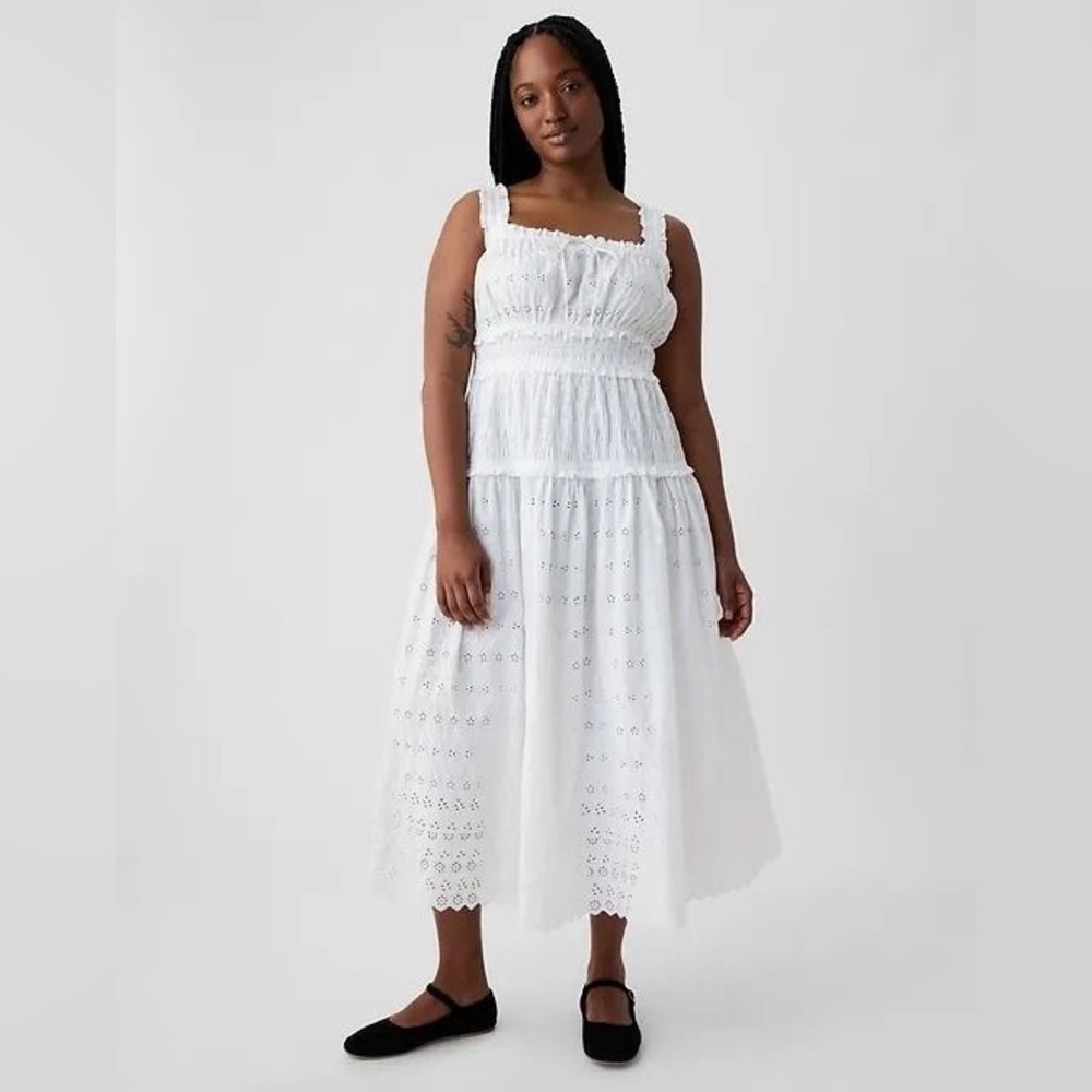 Gap × DÔEN Eyelet White Midi Dress